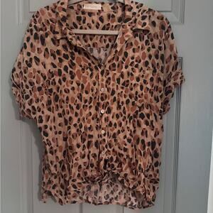 VICI Leopard Print Button-Up Blouse